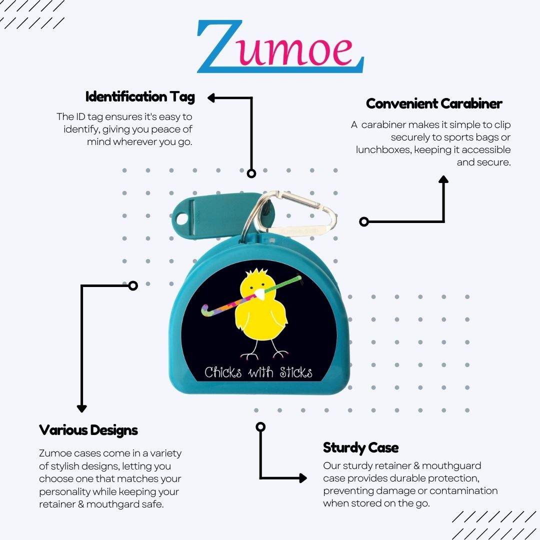 624 - Field Hockey Mouth Guard Case - Chicks with Sticks