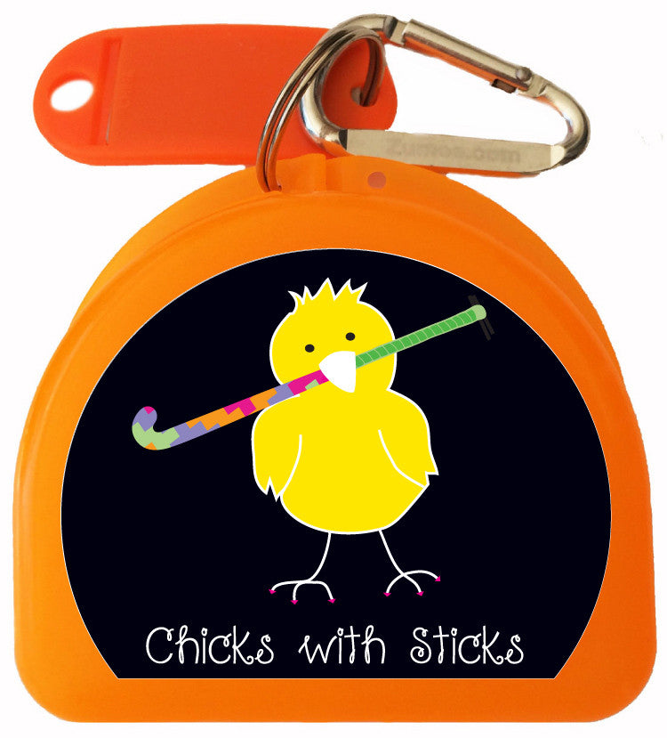 624 - Field Hockey Mouth Guard Case - Chicks with Sticks