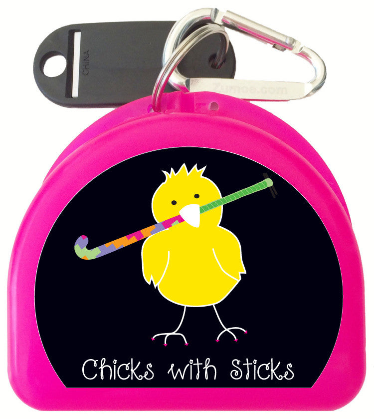 624 - Field Hockey Mouth Guard Case - Chicks with Sticks