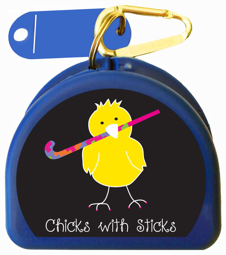 624 - Field Hockey Mouth Guard Case - Chicks with Sticks