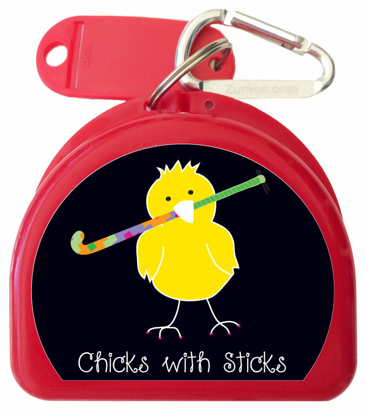 624 - Field Hockey Mouth Guard Case - Chicks with Sticks