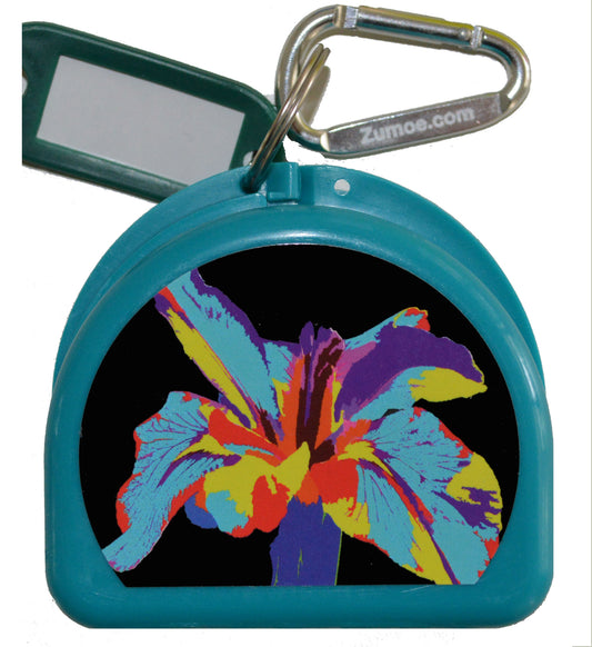 704 -  Mouth Guard Case - Hibiscus - Aqua