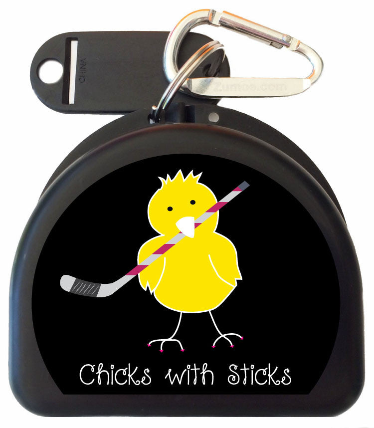 628 - Mouth Guard Case - Chick with Ice Hockey Stick